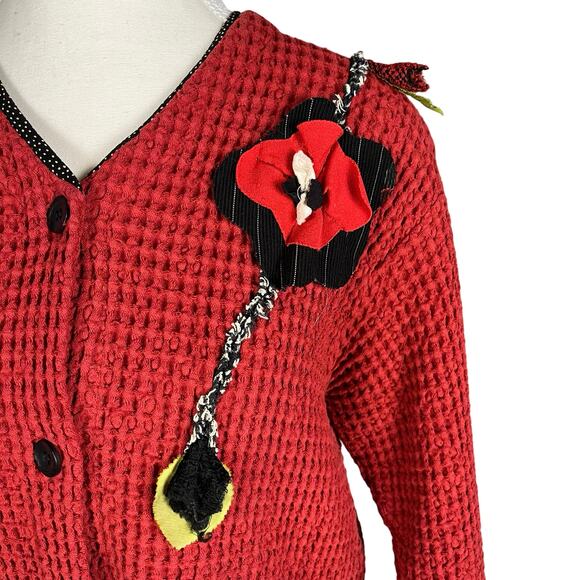 JG'S‎ MAD LAB Multimedia Cardigan Top Small Art To Wear Artsy Lagenlook Cottage - Picture 2 of 8